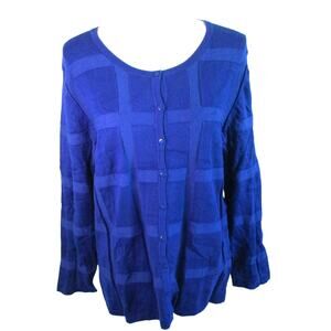 Compliments Women's Blue Long Sleeve Button Front Cardigan Sweater NWT Size XL